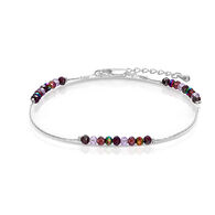My Fun Colors Women's Purple Twilight Crystal & Silver Chain Anklet