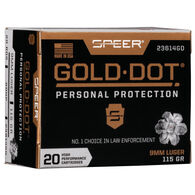 Speer Gold Dot Personal Protection 9mm Luger 115 Grain HP Handgun Ammo (20)