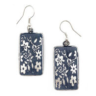 Anju Jewelry Women's Blue Floral Rectangle Silver Patina Earring