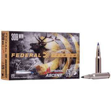 Federal Terminal Ascent 308 Winchester 175 Grain Slipstream Polymer Tip Rifle Ammo (20)