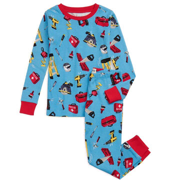 Hatley Boys Little Blue House Handyman Long-Sleeve Pajama Set, 2-Piece