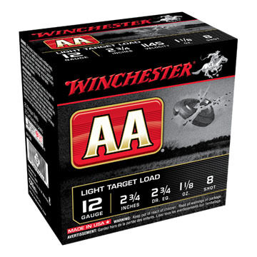 Winchester AA Target 12 GA 2-3/4 1-1/8 oz. #8 Dram 2-3/4 Shotshell Ammo (25)