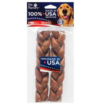 Pet Factory USA Beefhide Braided Stick 7 Flavored Dog Chew - 2 Pk.