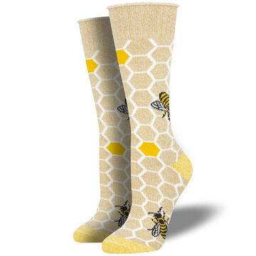 Socksmith Design Womens Recycled Cotton Honey Bee Crew Sock