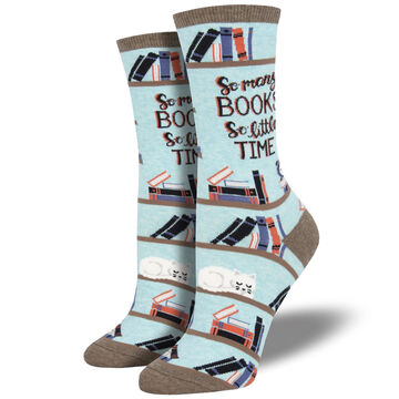 Socksmith Design Womens Time for A Good Book Crew Sock