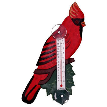 Bobbo Cardinal On Branch Window Thermometer