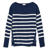 Vineyard Vines Women's Textured Cotton Linen Stripe Boatneck Sweater