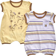Carhartt Infant Girl's Horse Romper Short-Sleeve Set, 2-Piece