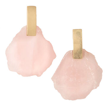 Scout Curated Wears Womens Stone Slice Earring - Rose Quartz/Gold