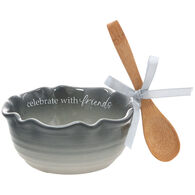 Pavilion Celebrate With Friends Ceramic Bowl with Bamboo Spoon