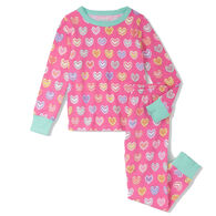 Hatley Toddler Girl's Shibori Hearts Long-Sleeve Pajama Set, 2-Piece