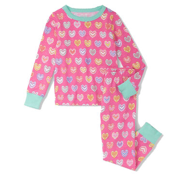 Hatley Toddler Girls Shibori Hearts Long-Sleeve Pajama Set, 2-Piece