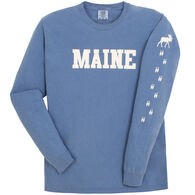 Soft As A Grape Women's Maine Moose Tracks Sleeve Graphic Long-Sleeve T-Shirt
