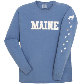 Soft As A Grape Womens Maine Moose Tracks Sleeve Graphic Long-Sleeve T-Shirt
