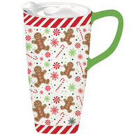 Evergreen Christmas Gingerbread Traditions Ceramic Travel Cup w/ Lid