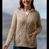 Aran Crafts Womens Long Hooded Celtic Knot Zip Front Irish Sweater