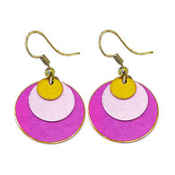 Anju Women's Round Bubble Gum Pink Layered Brass Patina Earring