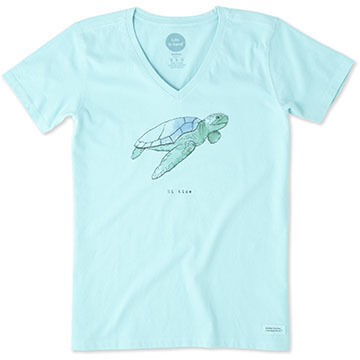 Life is Good Womens Sea Turtle Engraved Crusher Vee Short-Sleeve T-Shirt