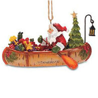 Cape Shore Birch Canoe Santa Ornament