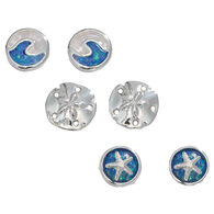 Periwinkle By Barlow Women's Silver Sea Life/Blue Resin Earring 3-Piece Set