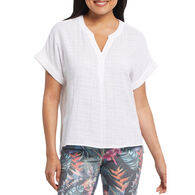 Tribal Women's Dolman Blouse with Rolled Cuff Sleeve