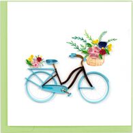 Quilling Card Bicycle & Flower Basket Greeting Card