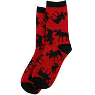 Lazy One Women's Red Classic Moose Crew Sock