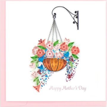 Quilling Card Hanging Flower Basket Mothers Day Card