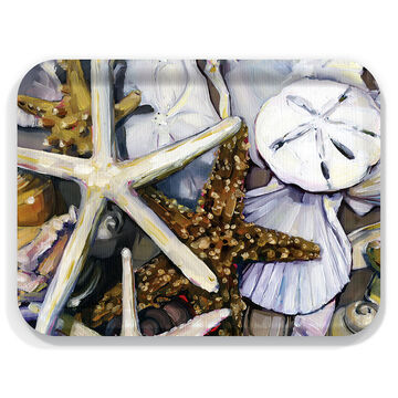 Trays4Us Starfish and Sand Dollars Handcrafted Birch Wood Tray
