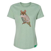 Wild Tribute Women's Boho Owl Relaxed Fit Short-Sleeve T-Shirt