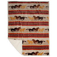 Carstens Inc. Wrangler Running Horse Country Plush Sherpa Fleece Throw Blanket
