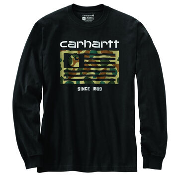 Carhartt Mens Relaxed Fit Midweight Camo Flag Graphic Long-Sleeve T-Shirt