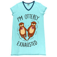 Lazy One Women's Otterly Exhausted V-Neck Nightshirt