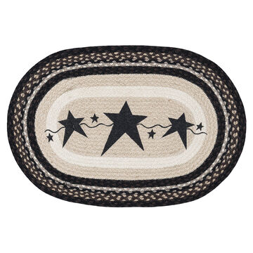 Capitol Earth Primitive Stars Black Oval Patch Braided Rug