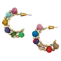 Anju Jewelry Women's Aasha Small Round Beaded Hoop Earring