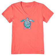 Life is Good Women's LIG Turtle Shell Tie Dye Crusher Vee Short-Sleeve T-Shirt