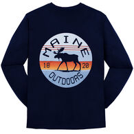 Lakeshirts Youth Blue 84 Maine Portent Moose Long-Sleeve T-Shirt