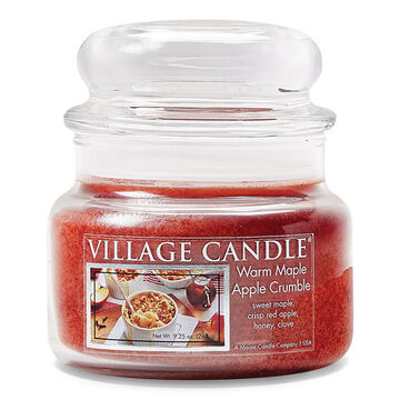 Village Candle Small Glass Jar Candle - Warm Maple Apple Crumble