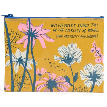 Blue Q Womens Wildflowers Stand Tall In The Fiercest of Winds Zipper Pouch