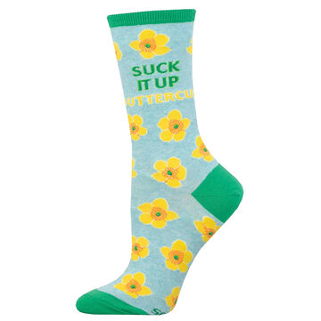 Socksmith Design Womens Suck It Up Buttercup Crew Sock