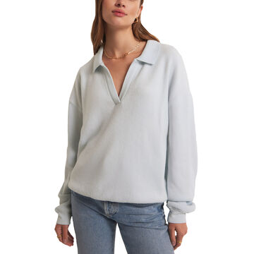 Z Supply Womens Nico Reverse Fleece V-Neck Sweatshirt