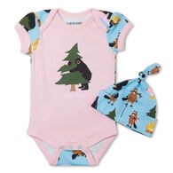 Hatley Infant Little Blue House Life in the Wild Pink Bodysuit With Hat