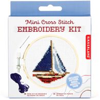 Kikkerland Sailboat Mini Cross Stitch Embroidery Kit