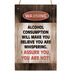 Carson Home Accents Warning Alcohol Small Hanging Sign
