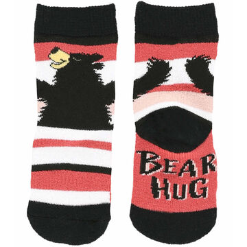 Lazy One Girls Pink Stripe Bear Hug Sock