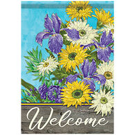 Carson Home Accents Iris Bouquet GlitterTrends Garden Flag
