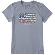 Life is Good Women's Count Your Blossoms USA Flag Crusher Short-Sleeve T-Shirt