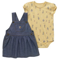 Carhartt Infant Girl's Printed Bodysuit & Denim Jumper Set, 2-Piece