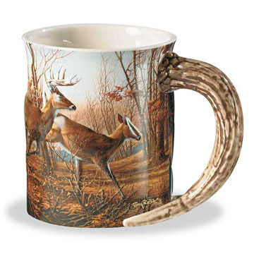 Wild Wings Autumn Run Deer Sculpted Mug