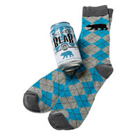 Hatley Little Blue House Men's Ice Cold Bear Beer Can Crew Sock